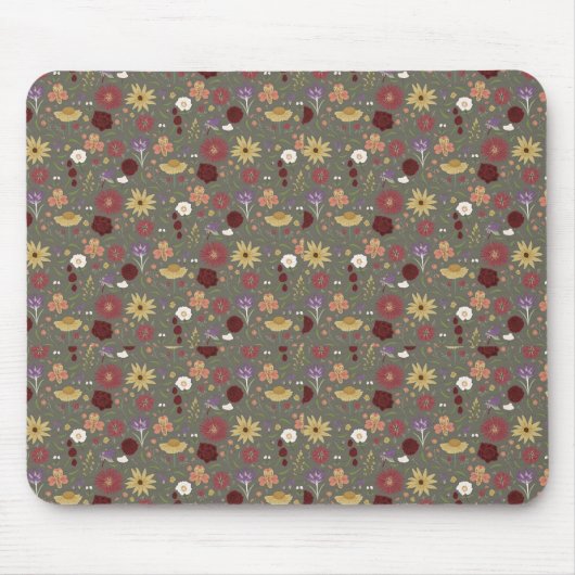 Bloemen van de herfst omarmen groene achtergrond muismat (Voorkant)