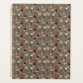 Bloemen van de herfst omarmen groene achtergrond planner