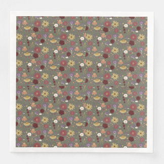 Bloemen van de herfst omarmen groene achtergrond servet