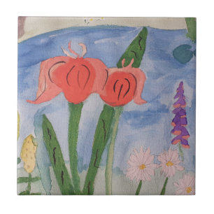 Bloemen van de keramische Tegel van het meer Tegeltje