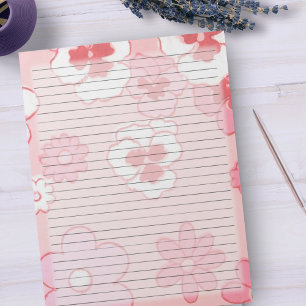 bloemen van de roze Retro van de middelste eeuw m Notitieblok
