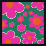 Bloemen van de ventilatormarkt van de moderne deco imitatie canvas print<br><div class="desc">Bloemmarkt Honolulu: abstracte bloemenkunst - retro bloemen print - roze en groen.</div>