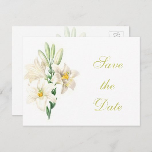 bloemen van de witte lib met bloem, met uitzonder aankondigingskaart (Voorkant / Achterkant)