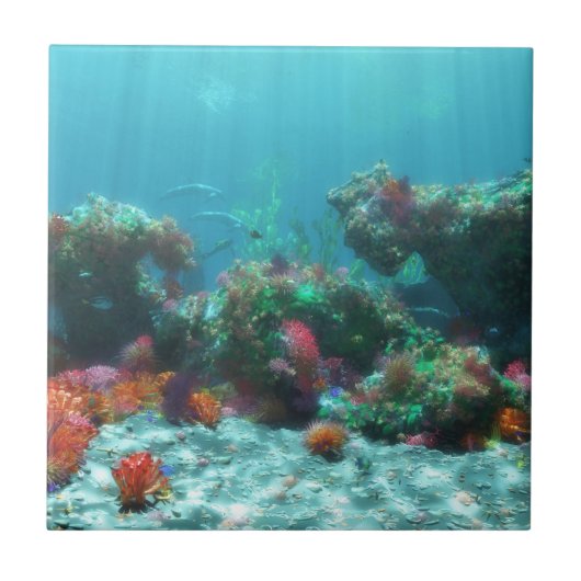 Bloemen van de Zee Decoratieve Tegel / Trivet Tegeltje (Voorkant)