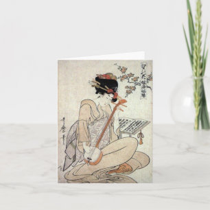 Bloemen van Edo door Kitagawa Utamaro Blank Note K Kaart