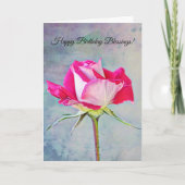 Bloemen van Faith Birthday Blessings Roos Kaart (Voorkant)