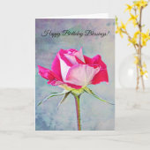 Bloemen van Faith Birthday Blessings Roos Kaart (Gele Bloem)