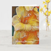 Bloemen van Faith Gold Peach Gladiolus Birthday Kaart (Gele Bloem)