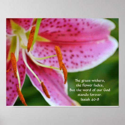 Bloemen van Faith Isaiah 40:8 Art Poster (Voorkant)