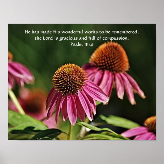Bloemen van Faith Psalm 111:4 Art Poster (Voorkant)