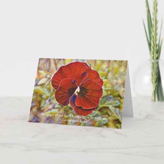 Bloemen van Faith Red Petunia Artsy Note Kaart (Voorkant)