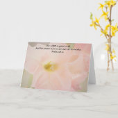 Bloemen van Faith Soft Pink Flowers Scripting Kaart (Gele Bloem)