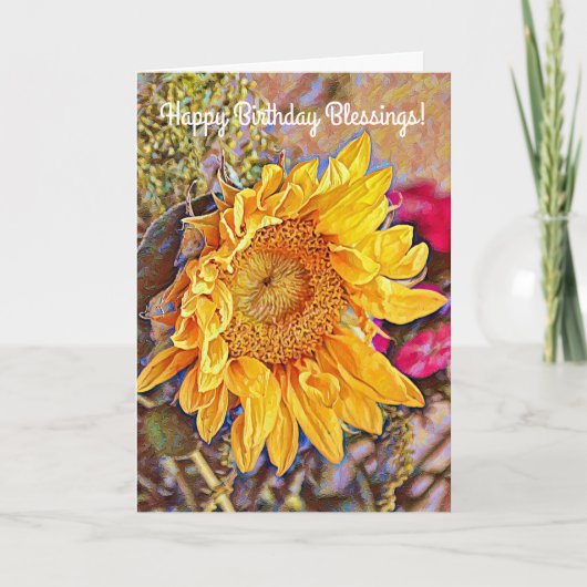 Bloemen van Faith Sunflower Birthday Kaart (Voorkant)