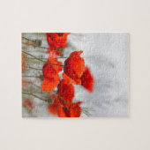 Bloemen van gewone papaver in een veld. legpuzzel (Horizontaal)