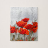 Bloemen van gewone papaver in een veld. legpuzzel (Verticaal)