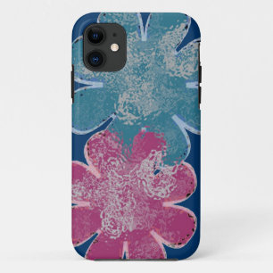 Bloemen van glas (roze/blauwgroen/marine) iPhone 11 hoesje