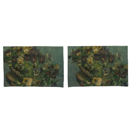 bloemen van Gogh - mandje van Pansies Kussensloop (Voorkant-Set)