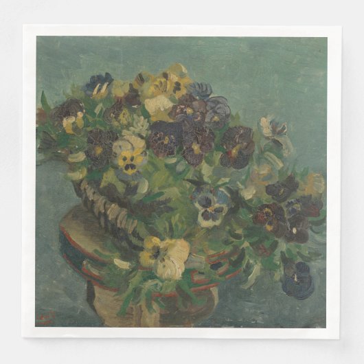 bloemen van Gogh - mandje van Pansies Servet (Voorkant)