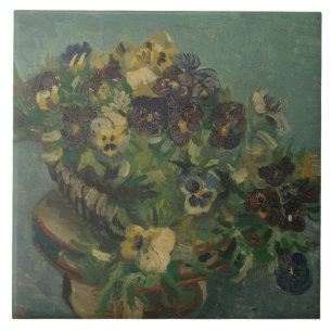bloemen van Gogh - mandje van Pansies Tegeltje