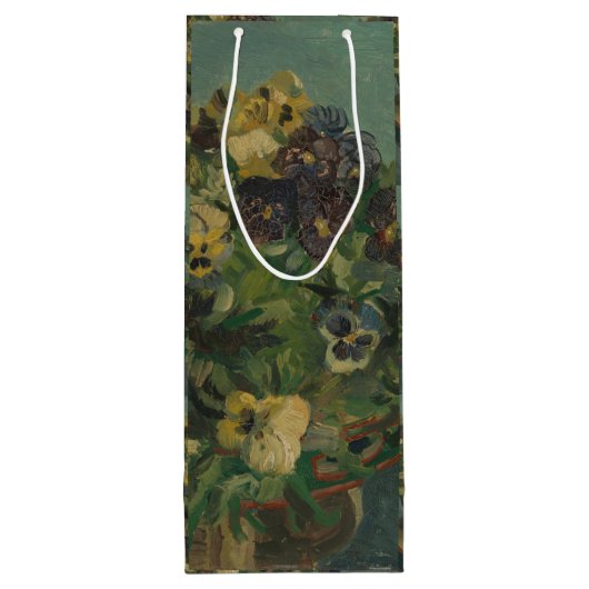  bloemen van Gogh - mandje van Pansies Wijn Cadeautas (Achterkant)