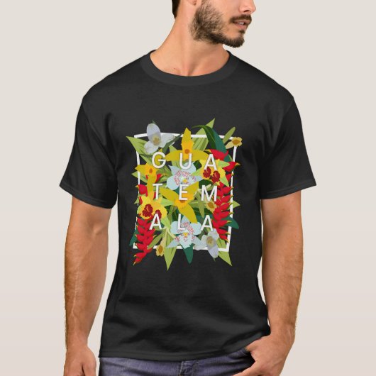 Bloemen van Guatemala Word Art Guatemalteekse trot T-shirt (Voorkant)