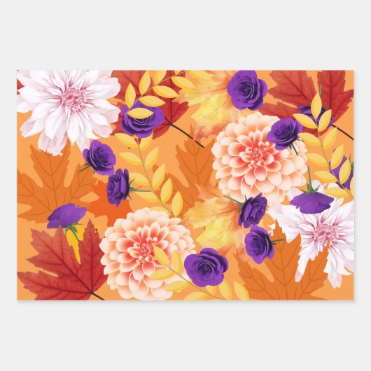 Bloemen van Herfst, herfstbloemen Inpakpapier Vel (Voorkant)