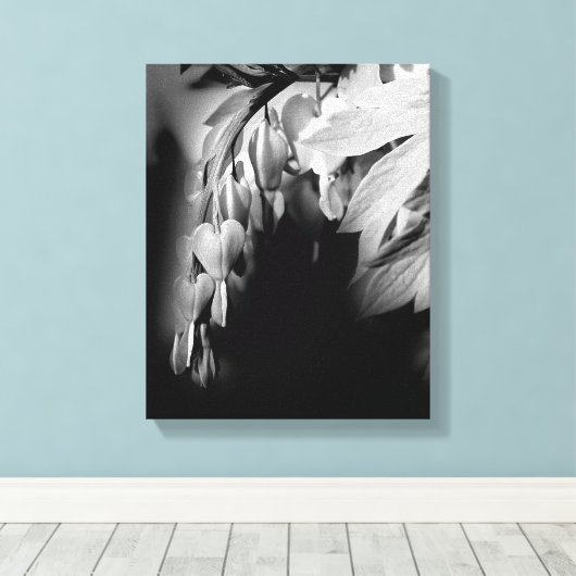 Bloemen van het bloeden, zwart en wit canvas afdruk (Insitu (Houten vloer))