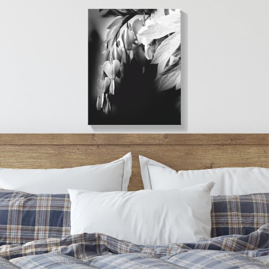 Bloemen van het bloeden, zwart en wit canvas afdruk (Insitu (Slaapkamer))