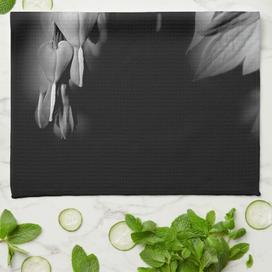 Bloemen van het bloeden, zwart en wit theedoek (Gevouwen)