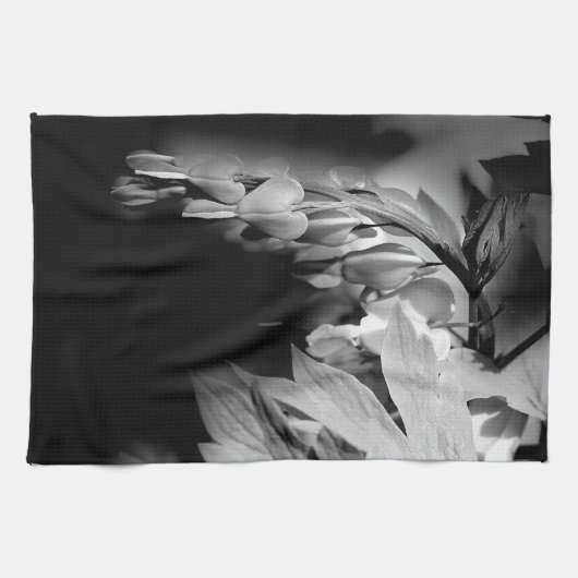 Bloemen van het bloeden, zwart en wit theedoek (Horizontaal)