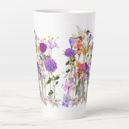 Bloemen van het hart latte mok (Voorkant)