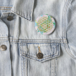 Bloemen van het leven ronde button 5,7 cm