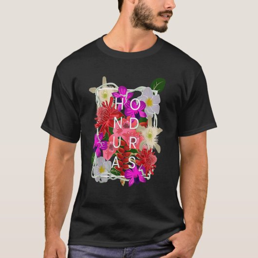 Bloemen van Honduras Word Honduras Pride T-shirt (Voorkant)