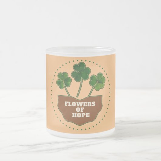 Bloemen van Hope Three Leaf Clover - Inspirerend Matglas Koffiemok (Center)
