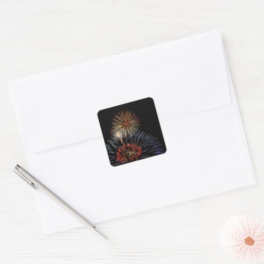 Bloemen van lichtsticker vierkante sticker (Envelop)