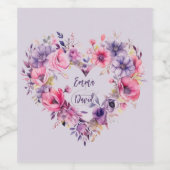 Bloemen van Liefde | Aangepaste namen | Wijn Etiket (Enkel label)