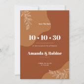 Bloemen van Liefde: Eenvoudige Abstracte Bladeren Save The Date (Voorkant)