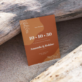 Bloemen van Liefde: Eenvoudige Abstracte Bladeren Save The Date