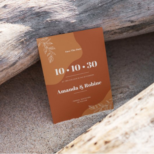 Bloemen van Liefde: Eenvoudige Abstracte Bladeren Save The Date