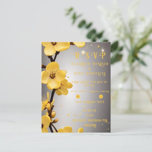 Bloemen van Liefde" Huwelijksuitnodiging Collectie Briefkaart (Staand voorkant)