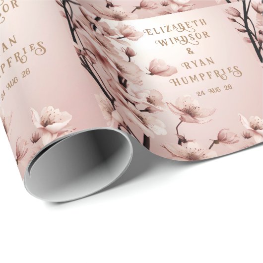 Bloemen van Liefde" Huwelijksuitnodiging Collectie Cadeaupapier (Rol Hoek)