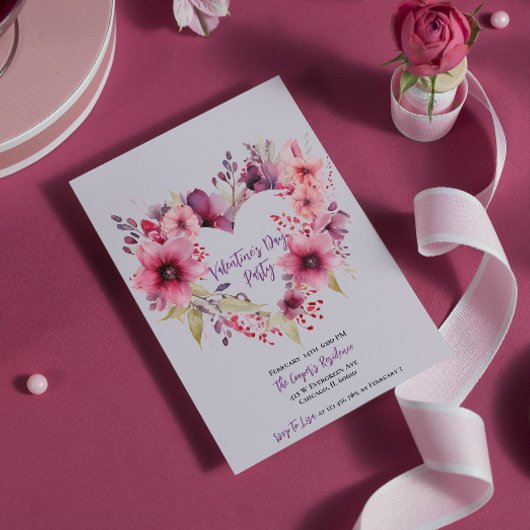 Bloemen van liefde | Valentijnsdag Party Invitatio Kaart