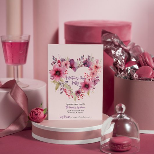 Bloemen van liefde | Valentijnsdag Party Invitatio Kaart