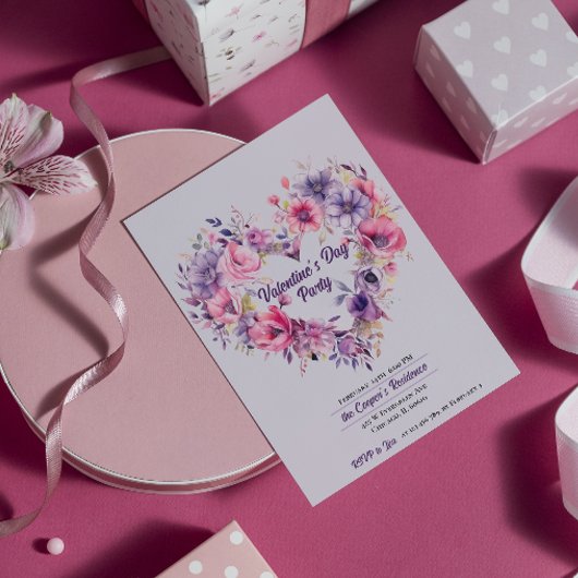 Bloemen van liefde | Valentijnsdag Party Invitatio Kaart