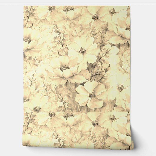 Bloemen van nostalgie Wallpaper Behang (Afrollen)