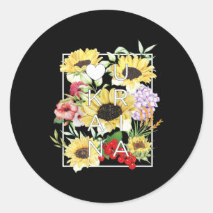 Bloemen van Oekraïne Woordkunst - Oekraïense trots Ronde Sticker