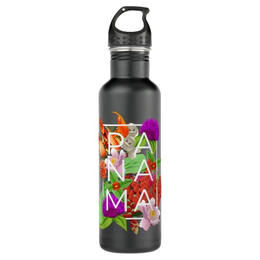 Bloemen van Panama Word Art - Panamese Pride Waterfles (Voorkant)
