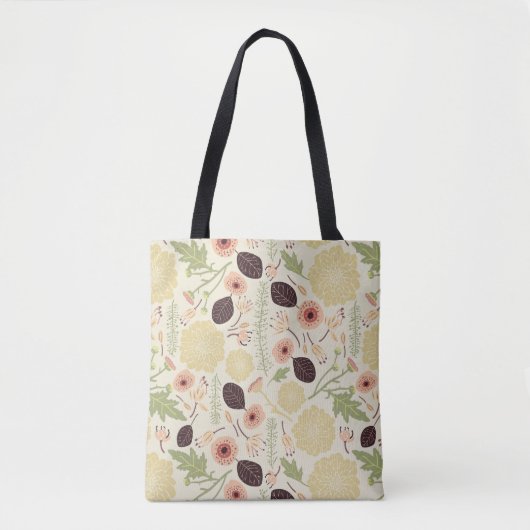 Bloemen van perzikkleurige crème tote bag (Voorkant)