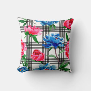 Bloemen van rode en blauwe pinda's in de bloemente kussen
