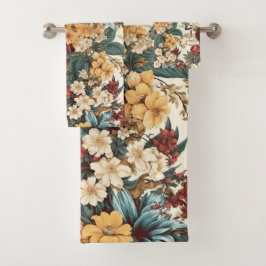  bloemen van Roos, tulp, lelies en madeliefjes Bad Handdoek